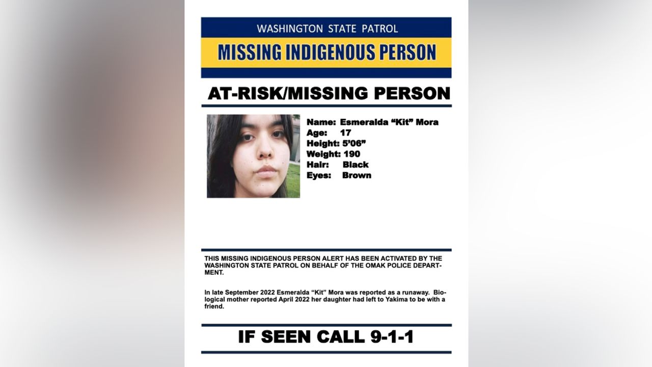 The Washington State Patrol issued an alert for Esmeralda "Kit" Mora, who was last seen on April 15, 2022.