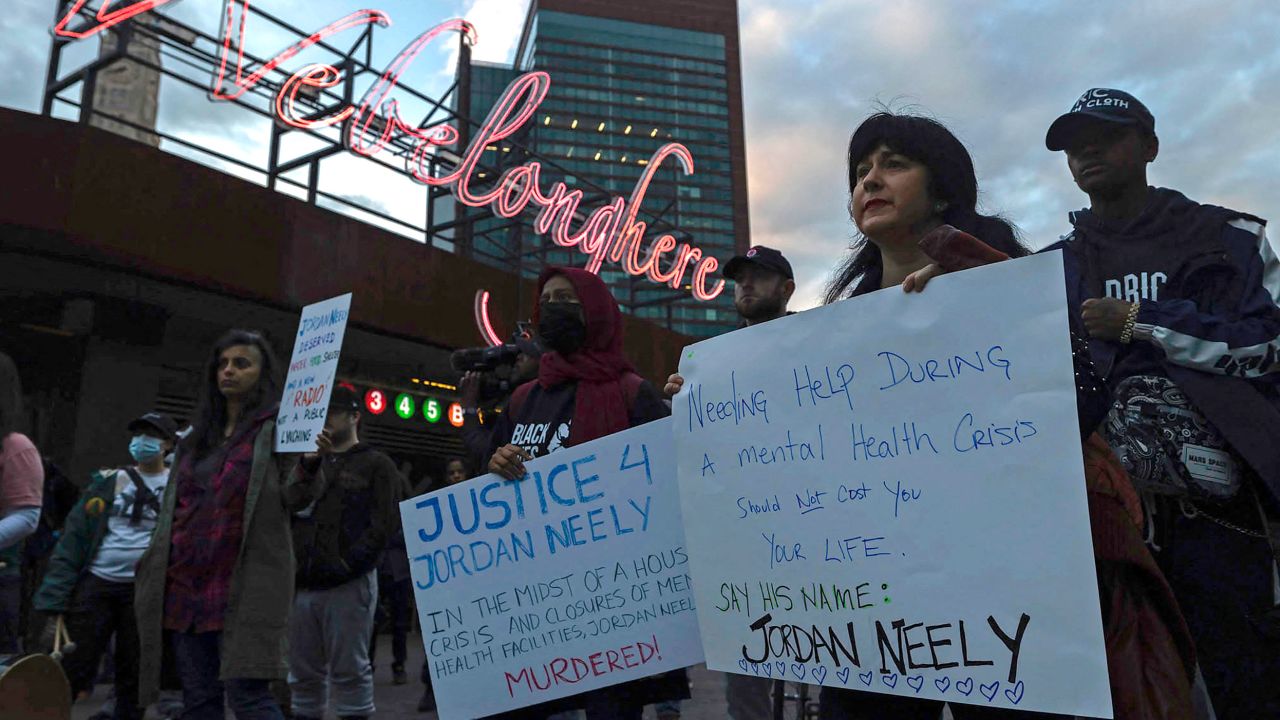 Protestors in Brooklyn on Thursday demand justice after the death of Jordan Neely in the New York subway.