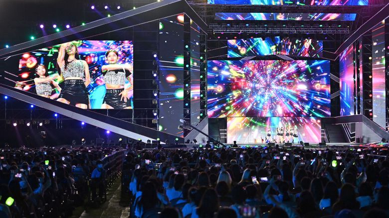 K-pop groups perform during the 2022 Dream Concert at Jamsil stadium in Seoul.