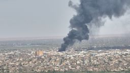 Drone footage shows clouds of black smoke over Bahri, also known as Khartoum North, Sudan, in this May 1, 2023 video.