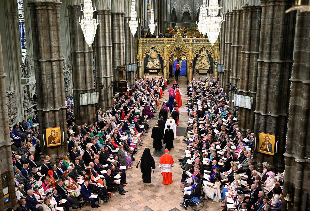 Guests wait inside Westminster Abbey ahead of the coronation ceremony.
