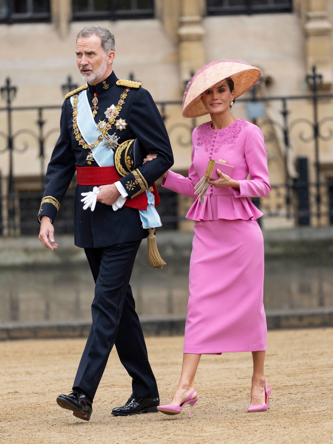 King Felipe of Spain and Queen Letizia of Spain are seen at Westminster Abbey.