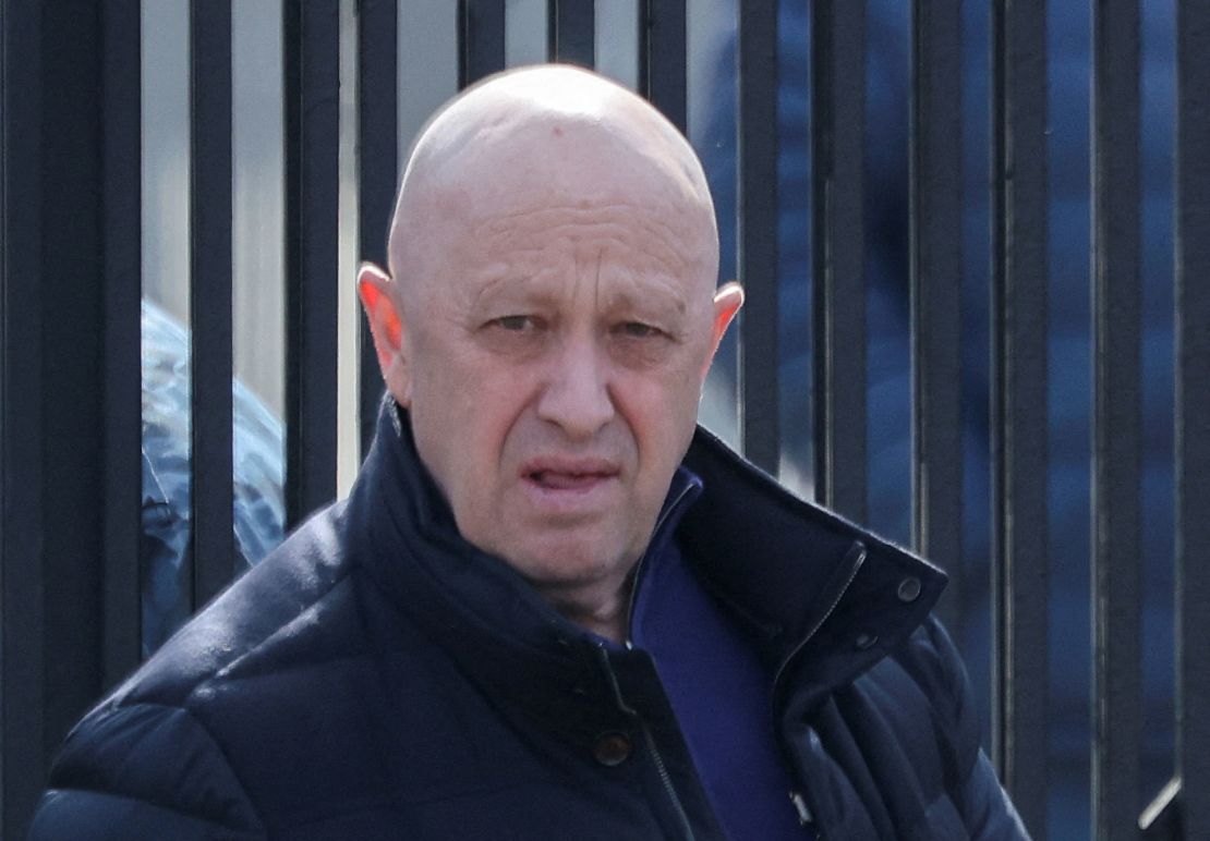 The founder of the Wagner private mercenary group Yevgeny Prigozhin leaves a cemetery before the funeral of a Russian military blogger who was killed in a bomb attack in a St Petersburg cafe, in Moscow, Russia, on April 8.