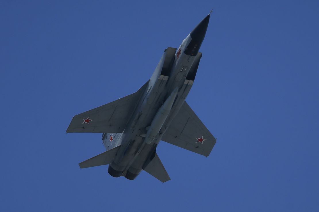 The MIG-31k fighter jet performs during Victory Day in Red Square in Moscow, Russia on June 24, 2020. 
