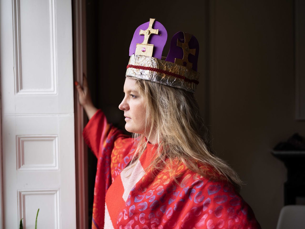 Chloe enlisted the help of her kids to make crowns for the weekend. "The pageantry and procession was great to watch yesterday," she said. "He looked quite emotional. Today's street party is a nice excuse to hang out with friends."