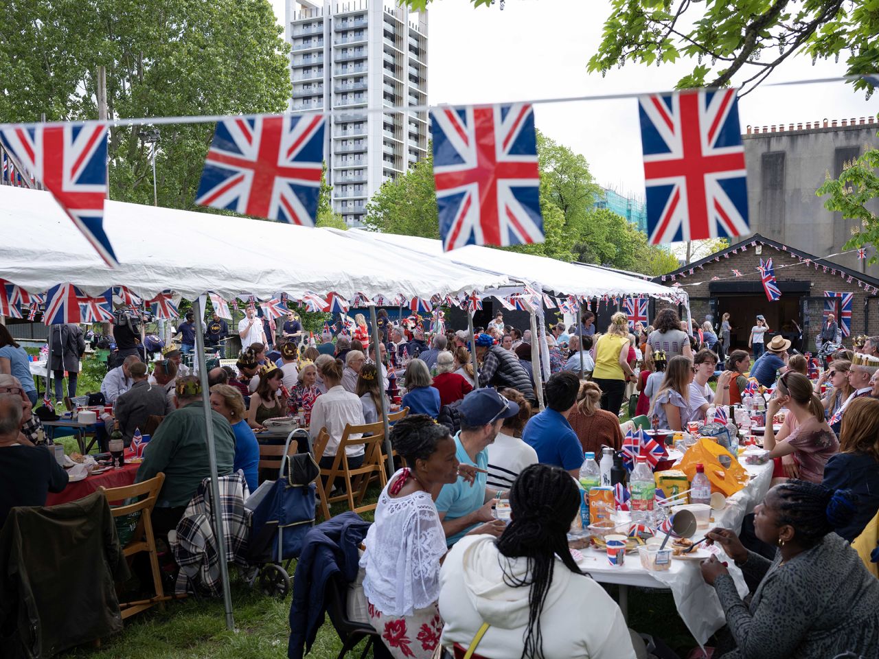 Communities across the United Kingdom held street parties on Sunday in honor of the King's coronation.