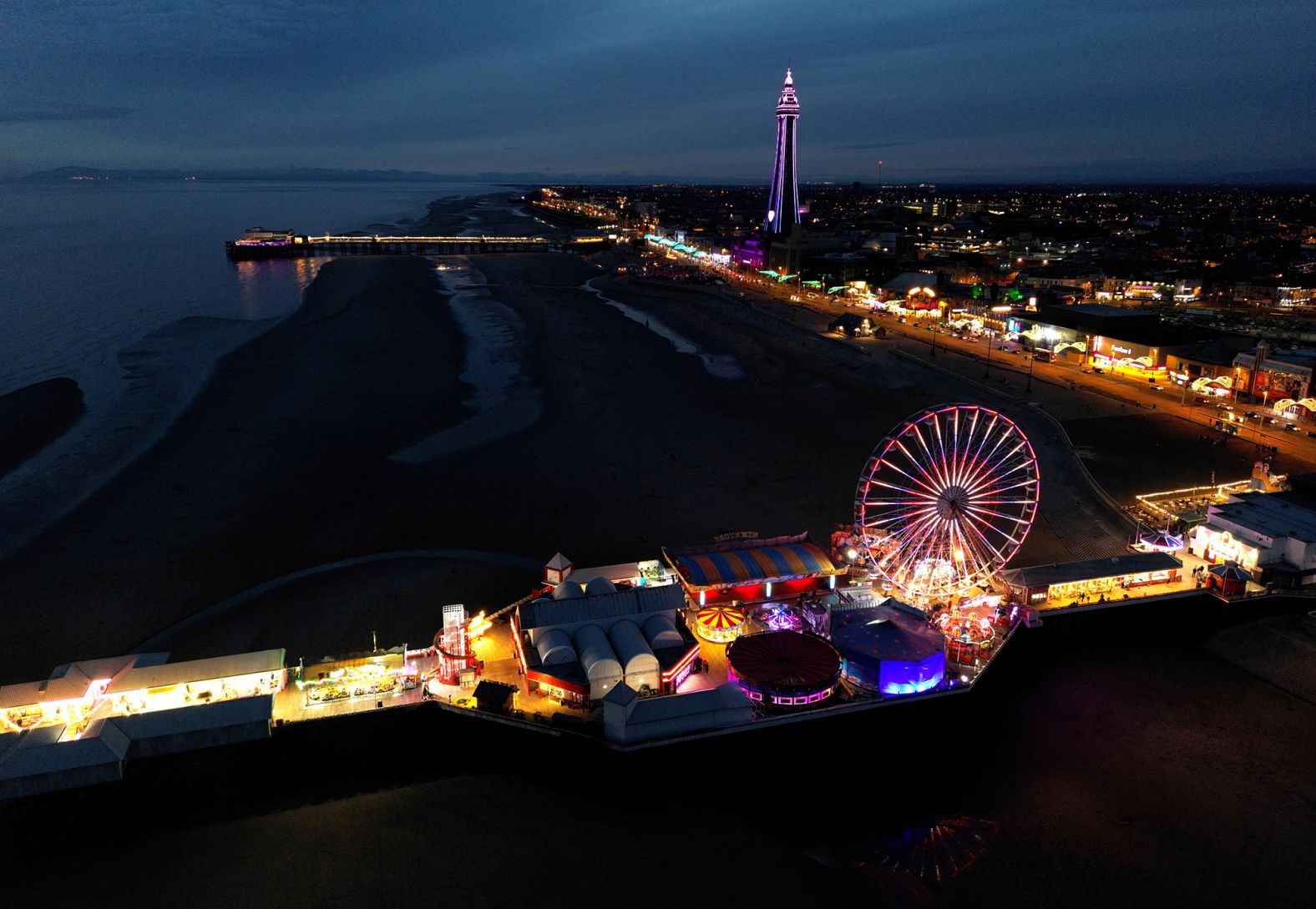 The Blackpool Tower in England is illuminated to mark the King's coronation.