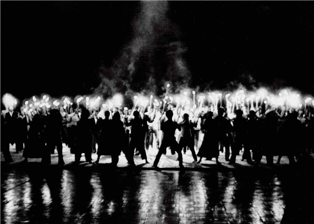 Dancers raised fire torches on stage on the night of Legacy's premiere in December 1978.