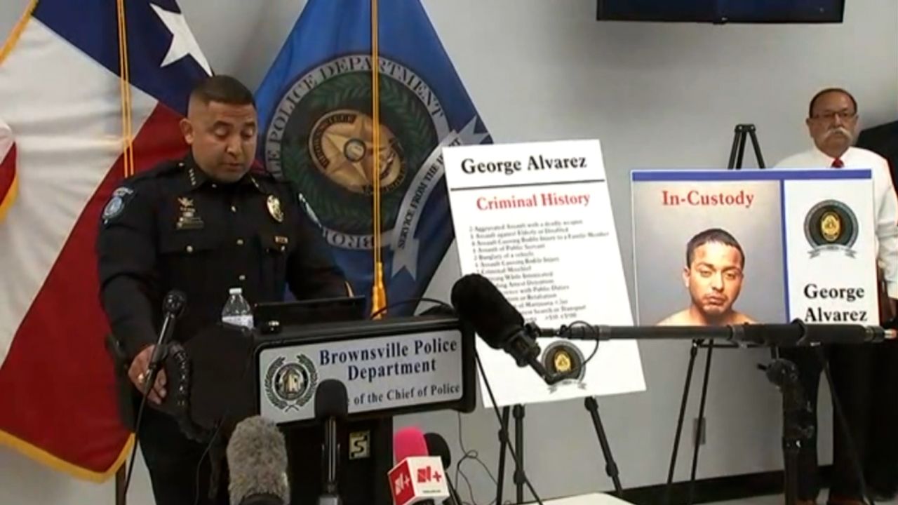 Brownsville Police Chief Felix Sauceda speaks during a news conference on May 8.