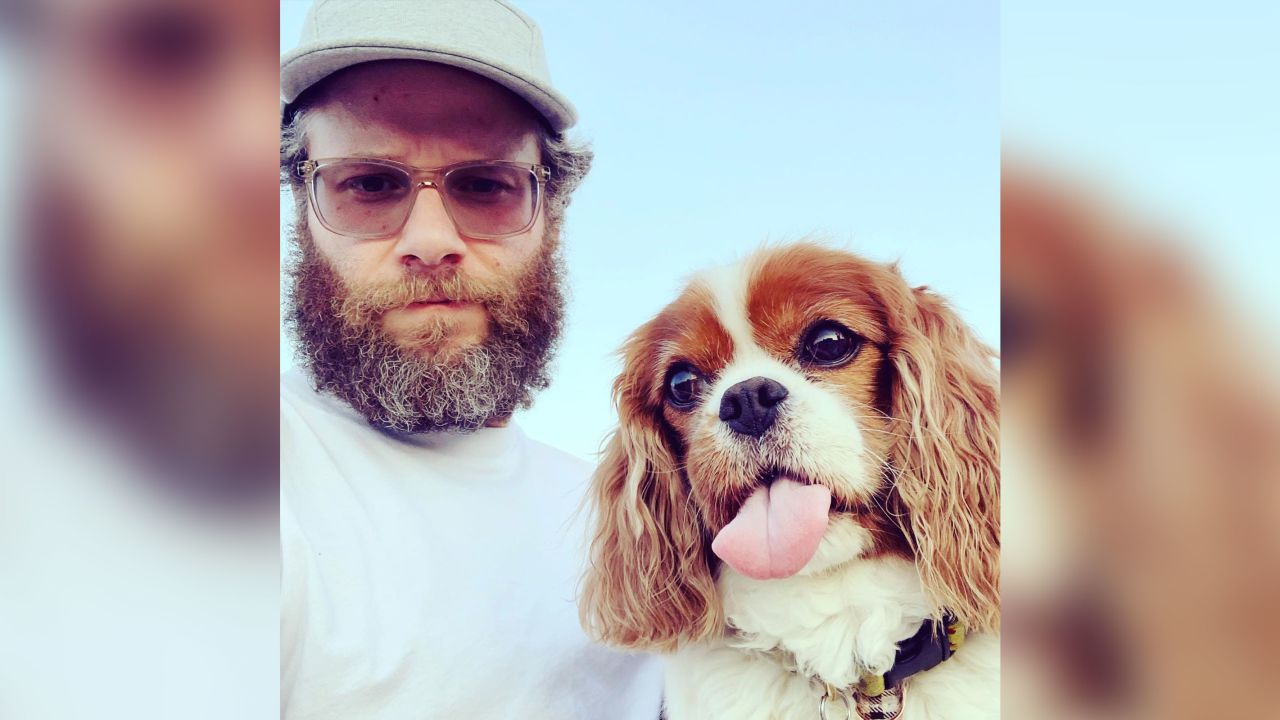 Seth Rogan with his dog Zelda in 2019.