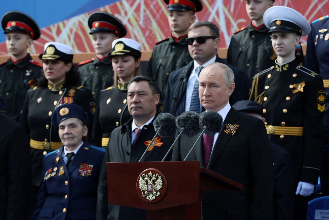 Participants, including Russian President Vladimir Putin, attend a military parade on Victory Day, which marks the 78th anniversary of the victory over Nazi Germany in World War Two, in Red Square in central Moscow, Russia May 9, 2023. Sputnik/Gavriil Grigorov/Pool via REUTERS ATTENTION EDITORS - THIS IMAGE WAS PROVIDED BY A THIRD PARTY.