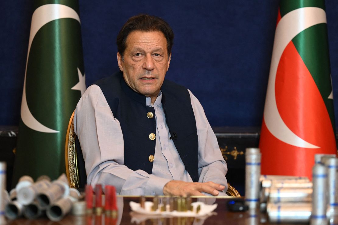 Former Pakistan Prime Minister Imran Khan, pictured on March 15, 2023, was arrested by paramilitary troops on May 9.