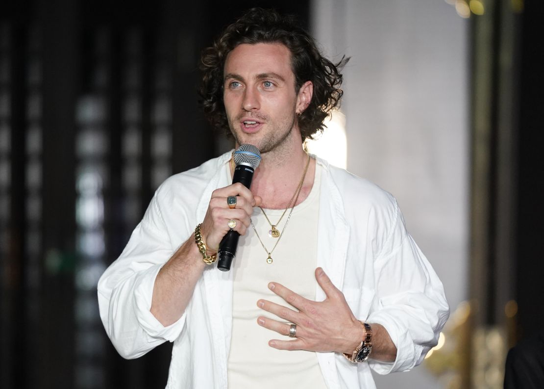 Aaron Taylor-Johnson during the promotion of "Bullet Train" in August 2022. The actor is rumored to be in the running to be the next James Bond.