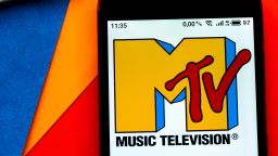 KIEV, UKRAINE - 2020/09/22: In this photo illustration a MTV (originally an initialism of Music Television) logo seen displayed on a smartphone. (Photo Illustration by Igor Golovniov/SOPA Images/LightRocket via Getty Images)