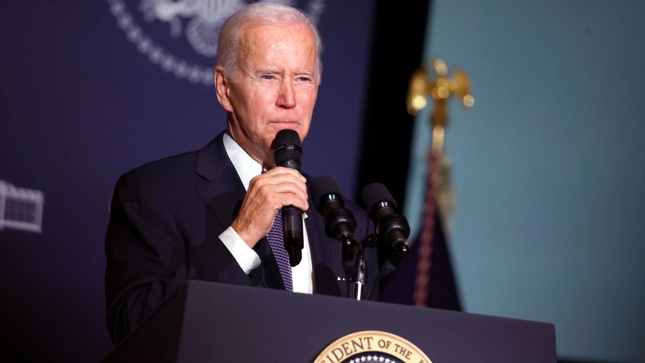 President Joe Biden gives remarks on student debt relief at Delaware State University on October 21, 2022 in Dover, Delaware.
