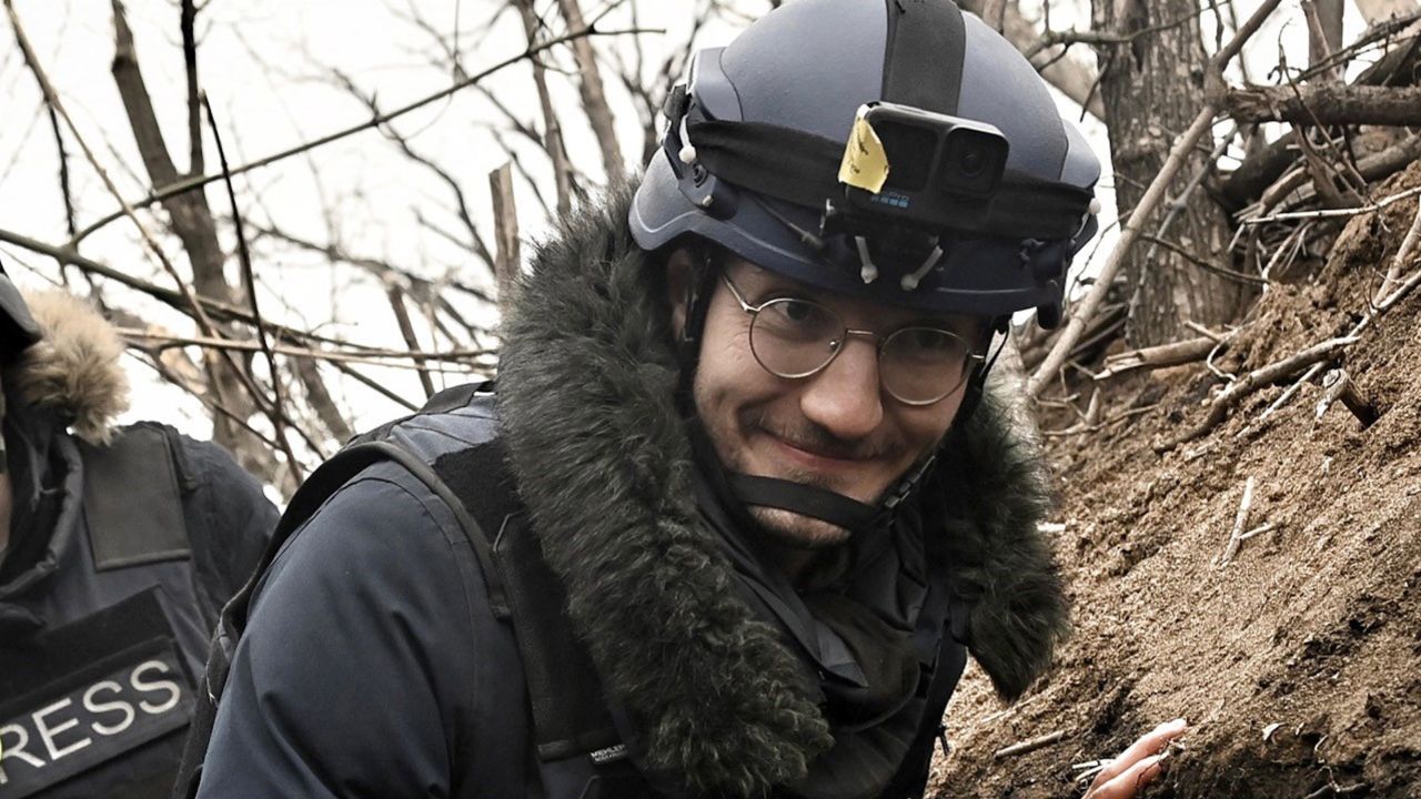 AFP journalist Arman Soldin in a trench while covering the war in Ukraine on March 18, 2023