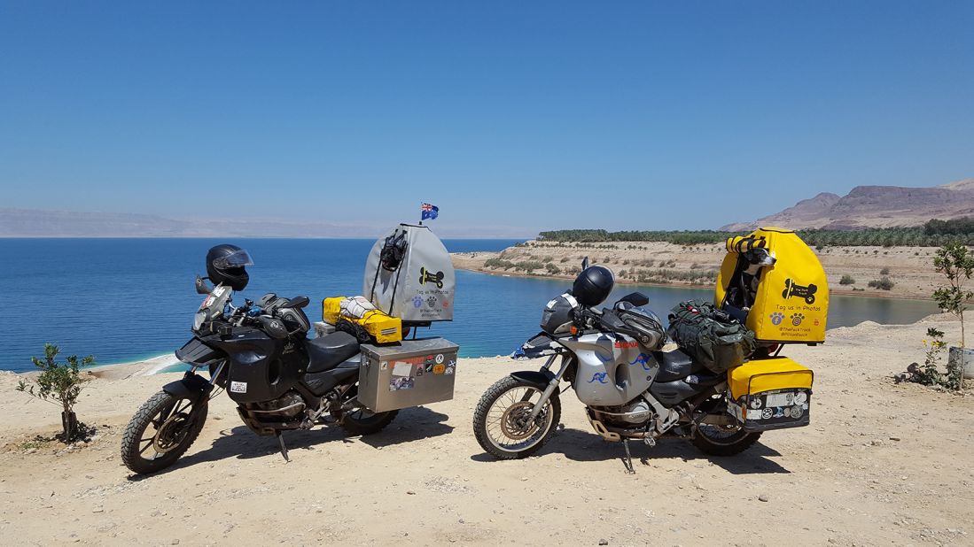 <strong>Final leg:</strong> Now nearing the end of their world trip, Janell and Stu have traveled 240,000 kilometers (150,000 miles) and rode through 108 countries.