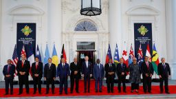  U.S. President Joe Biden poses with leaders from the U.S.- Pacific Island Country Summit, New Caledonia's President Louis Mapou, Tonga's Prime Minister Hu'akavemeiliku Siaosi Sovaleni, Palau's President Surangel Whipps Jr., Tuvalu's Prime Minister Kausea Natano, Federated States of Micronesia's President David Panuelo, Fiji's Prime Minister Frank Bainimarama, Solomon Islands Prime Minister Manasseh Sogavare, Papua New Guinea's Prime Minister James Marape, Marshall Islands President David Kabua, Samoa's Prime Minister Fiame Naomi Mata'afa, French Polynesia's President Edouard Fritch and Cook Islands Prime Minister Mark Brown at the White House in Washington, U.S. September 29, 2022.
