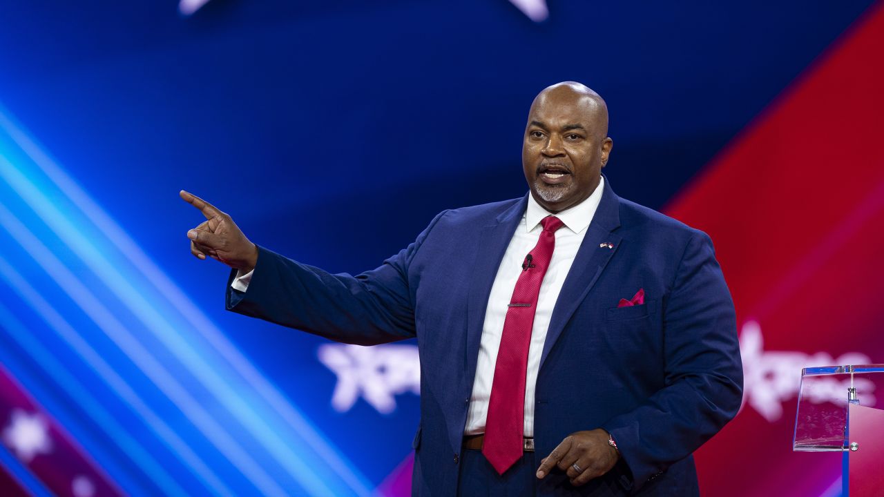 Mark Robinson, lieutenant governor of North Carolina, speaks during the Conservative Political Action Conference in National Harbor, Maryland, on Saturday, March 4, 2023. 