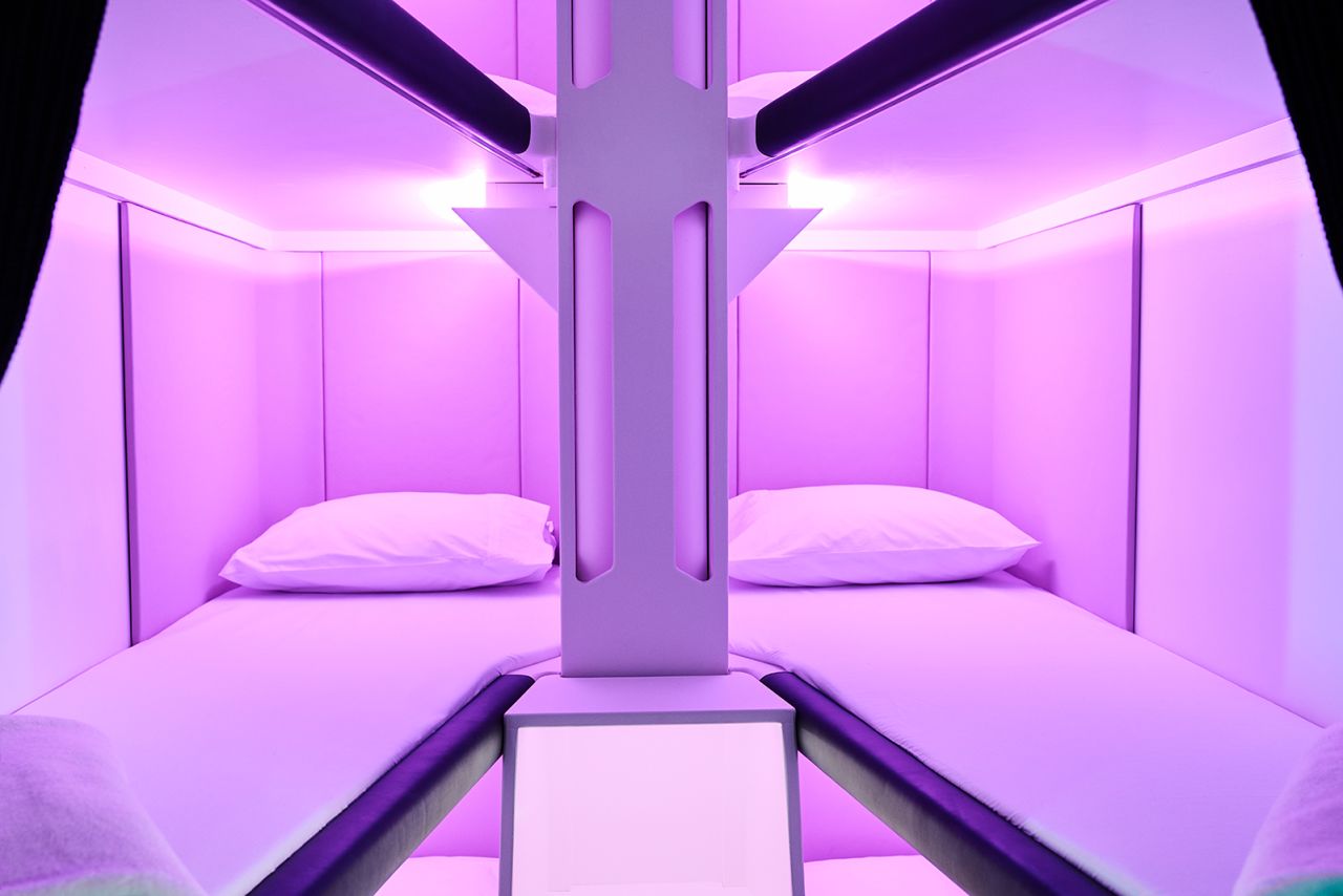 Lighting in the Skynest pods was designed to make passengers sleep better.