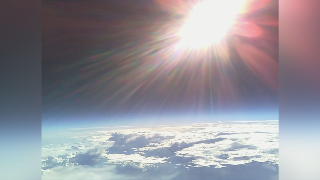 This view from one of Sandia National Laboratories' solar-powered hot air balloons was taken at a height of about 13 miles (21 kilometers) above Earth's surface.