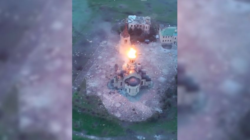 ukraine bakhmut church ablaze