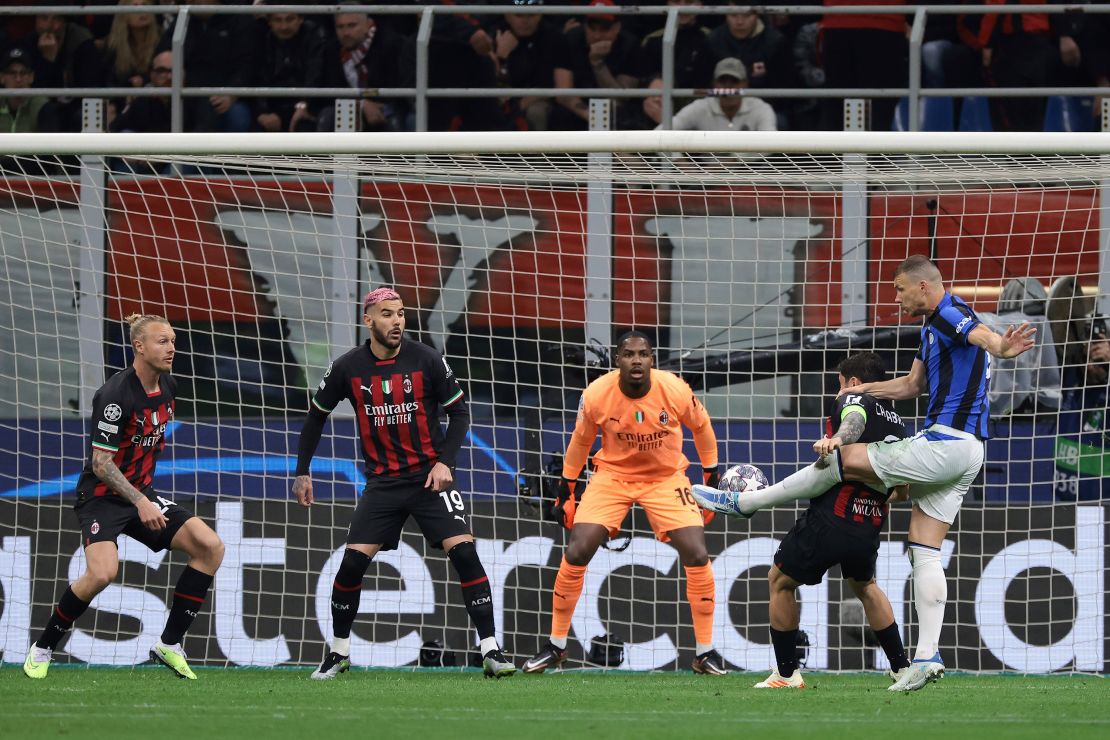 Edin Džeko scored Inter Milan's opener in the Derby della Madonnina.