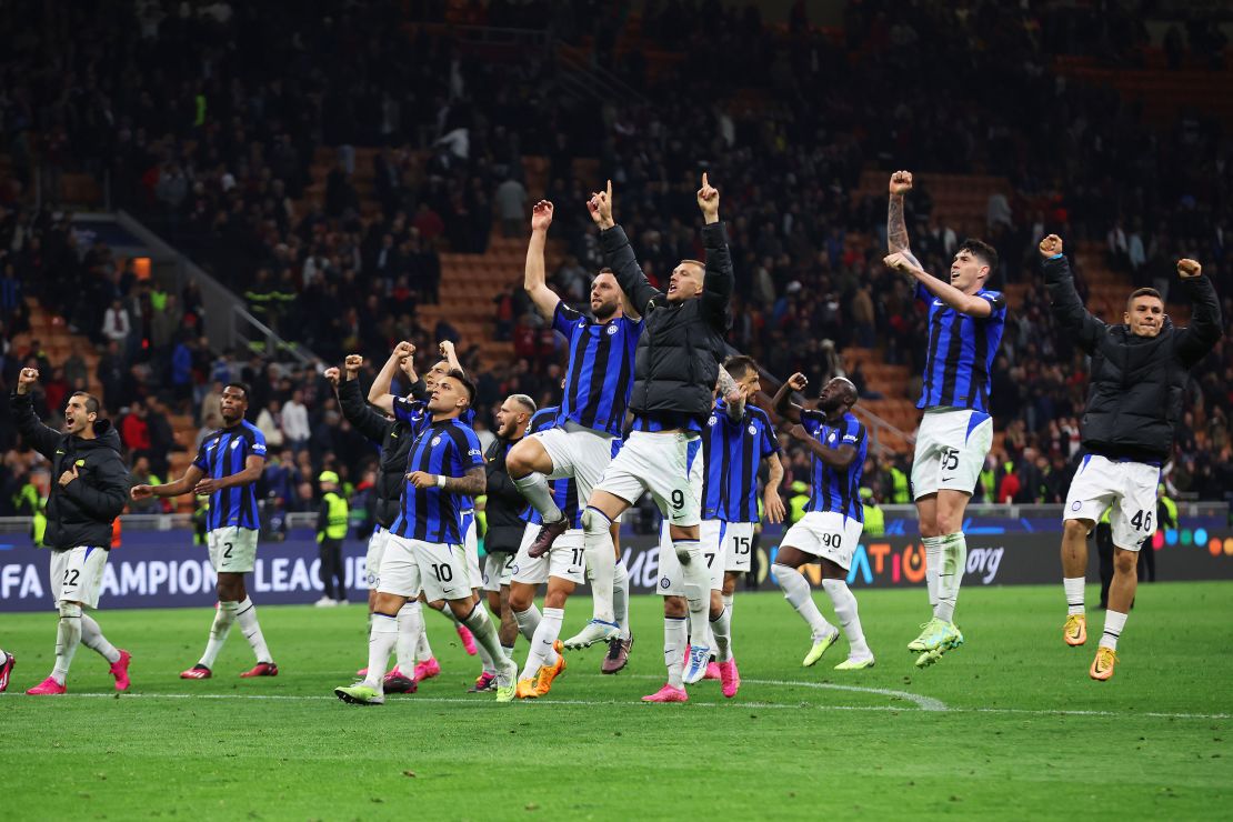 Inter Milan takes a 2-0 lead into the second leg against their fierce rivals.