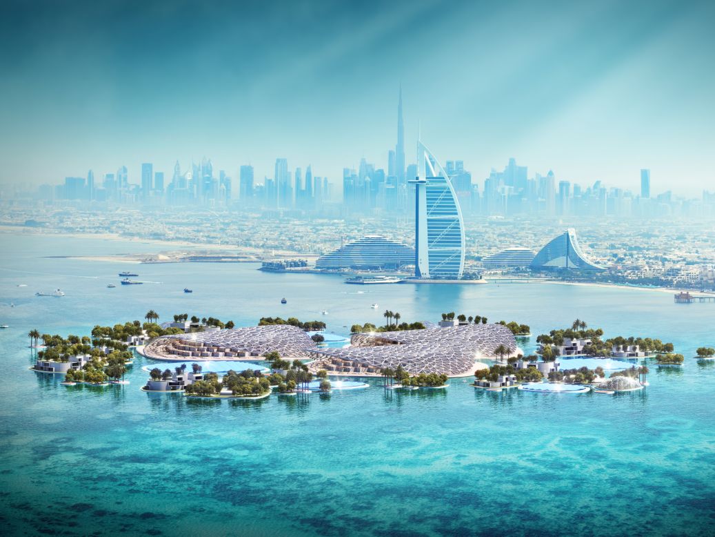 Sustainable city developer URB has unveiled its plans for the world's largest ocean restoration project, Dubai Reefs, shown here in a rendering.