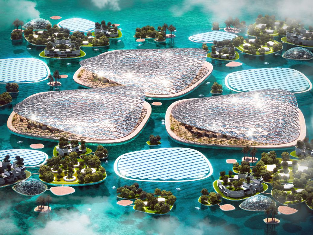 The proposed design would consist of 77 square miles of artificial reef that could create a home for more than one billion corals and 100 million mangrove trees.