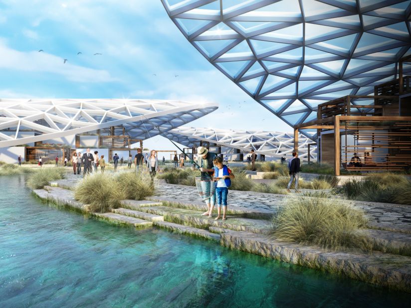 The design also includes floating hospitality and retail facilities, and various eco-lodges, which would make the site a destination for eco-tourism.