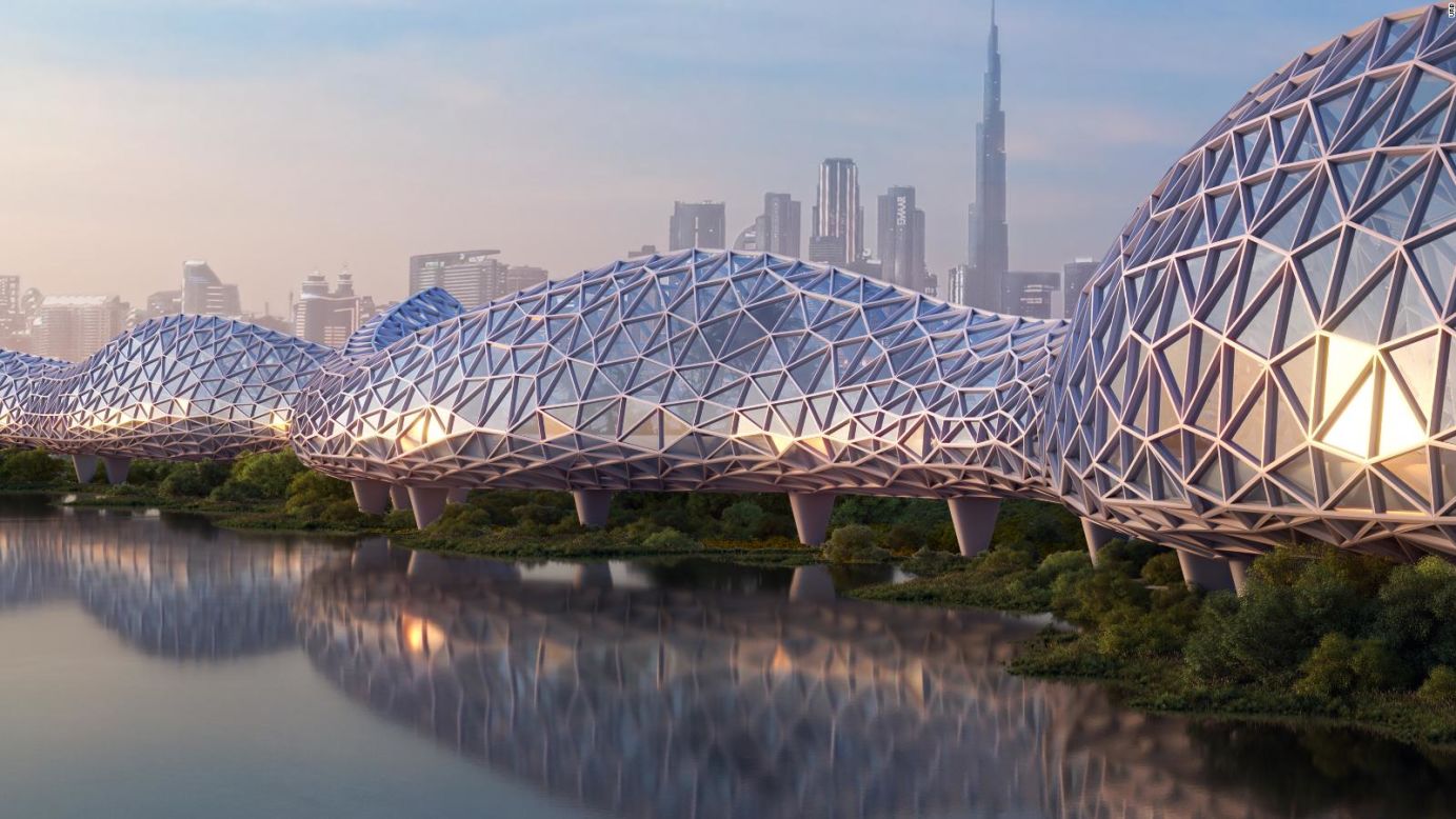 The Dubai-based developer specializes in sustainable city designs. Earlier this year, it released a design for a 93-kilometer (58-mile) indoor cycling super highway, shown here in a rendering, that would wrap around the city.
