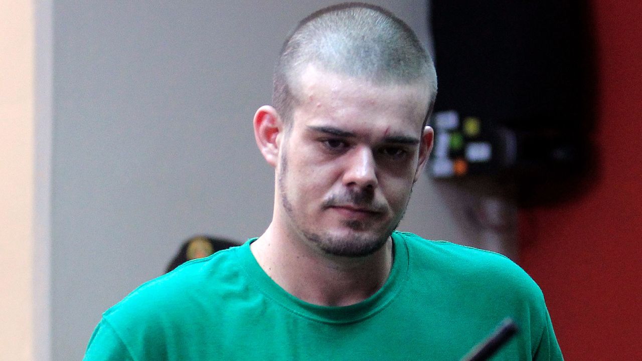 Joran Van der Sloot walks inside the courtroom during the reading of his verdict, in the Lurigancho prison in Lima January 13, 2012. Van der Sloot was sentenced to 28 years in prison by a Peruvian court on Friday for killing Stephany Flores in Lima in 2010, exactly five years after 18-year-old Alabama native Natalee Holloway disappeared on the island of Aruba after spending time with him.       