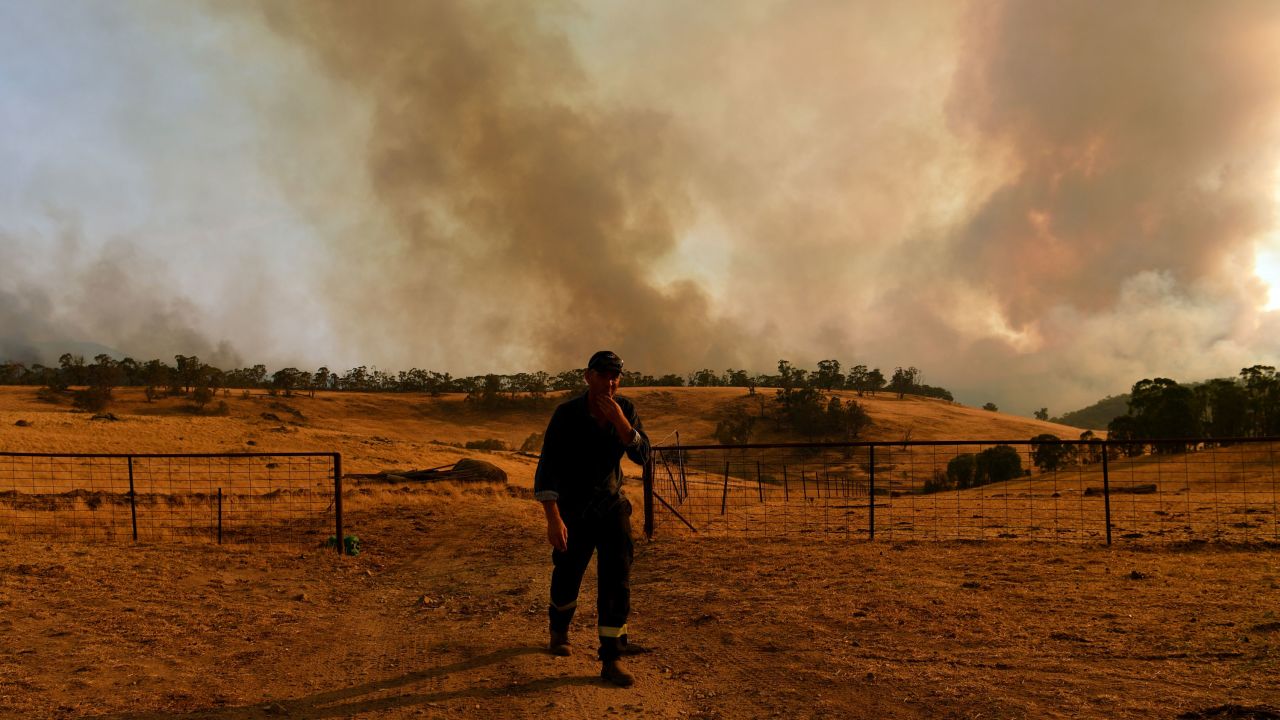 Bush fires engulf the town of Tumburumba,  New South Wales, Australia on January 11, 2020.