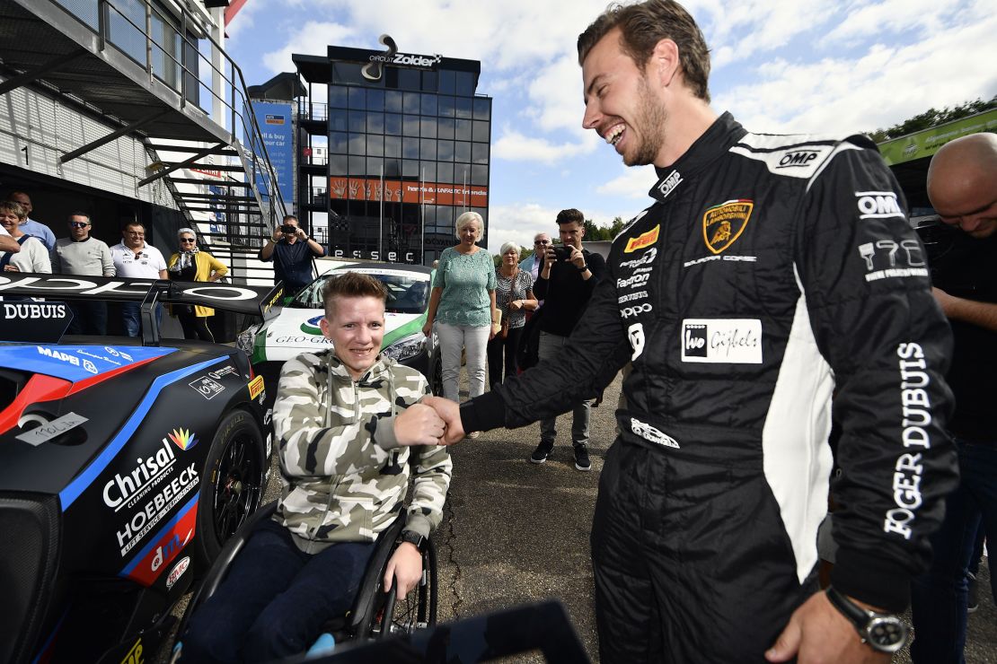 Vervoort pictured in September 2019 with Lagrange, with whom she raced a Lamborghini. 