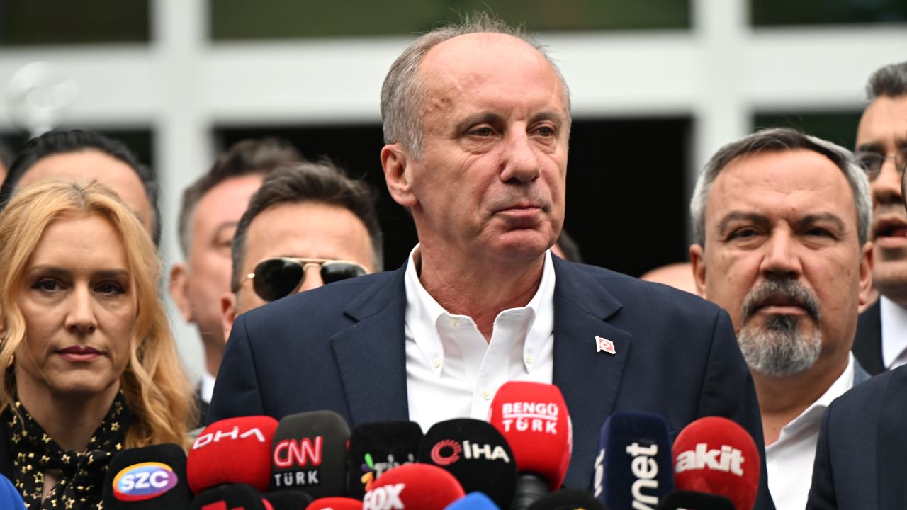 Chairman of Homeland Party Muharrem Ince speaks to the press at party headquarters in Ankara, Turkey, on May 11. 