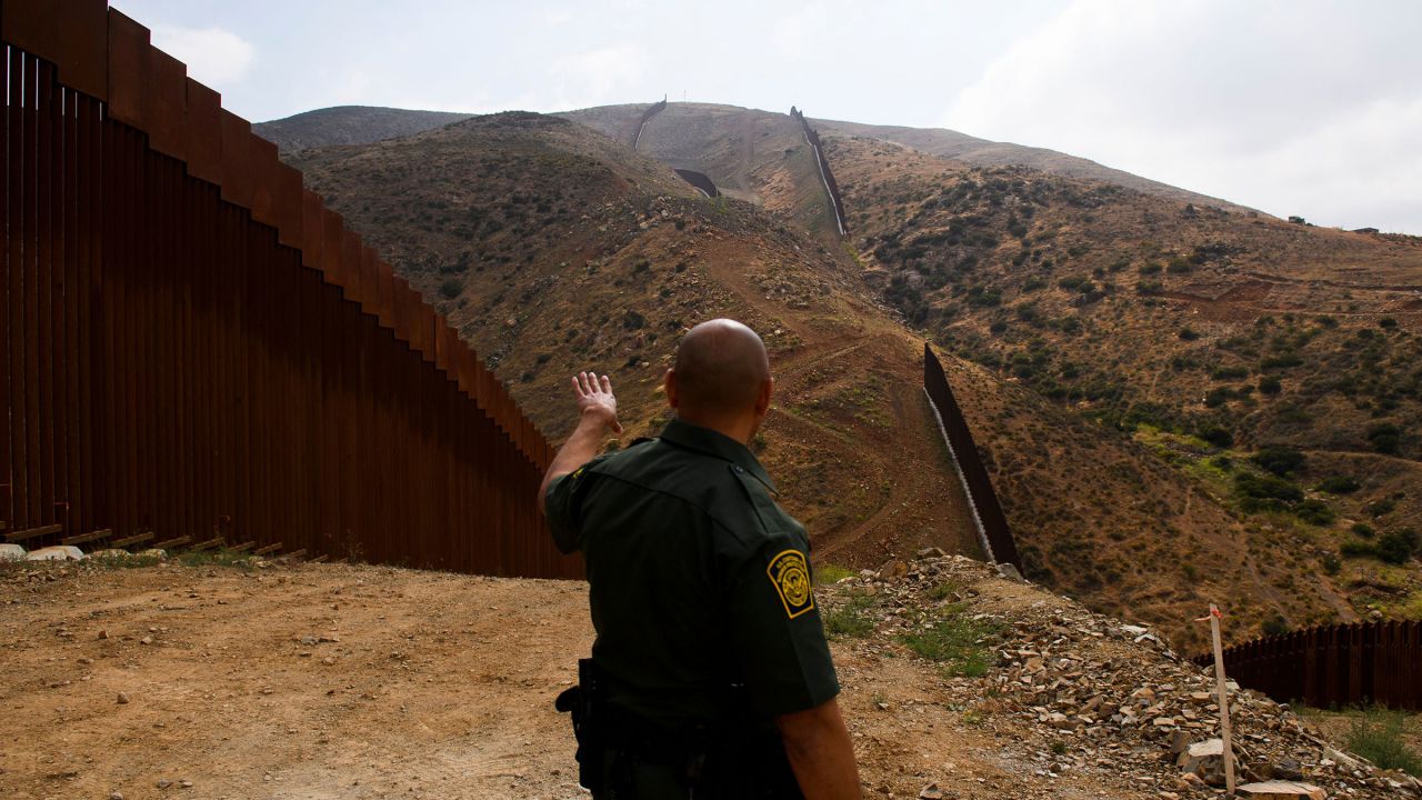 A US Border Patrol agent during a tour with the US Customs and Border Protection on May 10, 2021 in the Otay Mesa area of San Diego County, California.