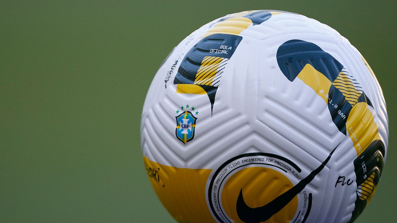 The Brasileiro A Series match ball prior to a Brasileirao 2022 match at Maracana Stadium on April 9, 2022 in Rio de Janeiro, Brazil.