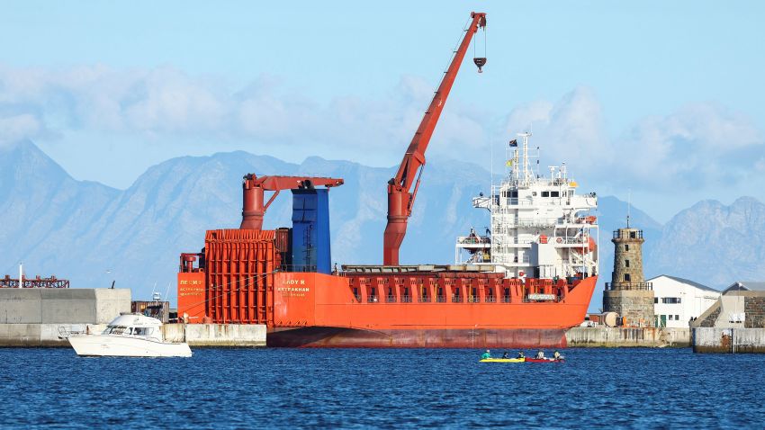 Russian roll-on/roll-off container carrier 'Lady R' docks at Simon's Town Naval Base, in Cape Town, South Africa, December 7, 2022. REUTERS/Esa Alexander