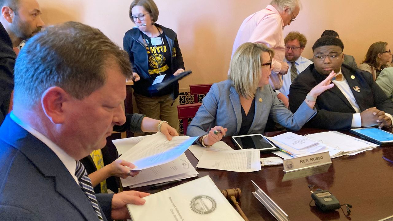 Republican Ohio House Speaker Jason Stephens presides over a Tuesday, May 9, 2023, vote at the Ohio Statehouse in Columbus, Ohio, to send a proposal that would make it more difficult to amend the state's constitution to a Wednesday floor vote. 