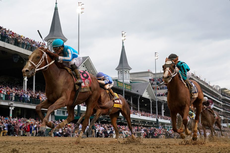 Javier Castellano rides Mage to victory in the Kentucky Derby on Saturday, May 6. <a href="https://www.cnn.com/2023/05/06/us/kentucky-derby-winner/index.html" target="_blank">This year's race</a> was marred by an unusually high number of horse deaths at Churchill Downs leading up to the main event.
