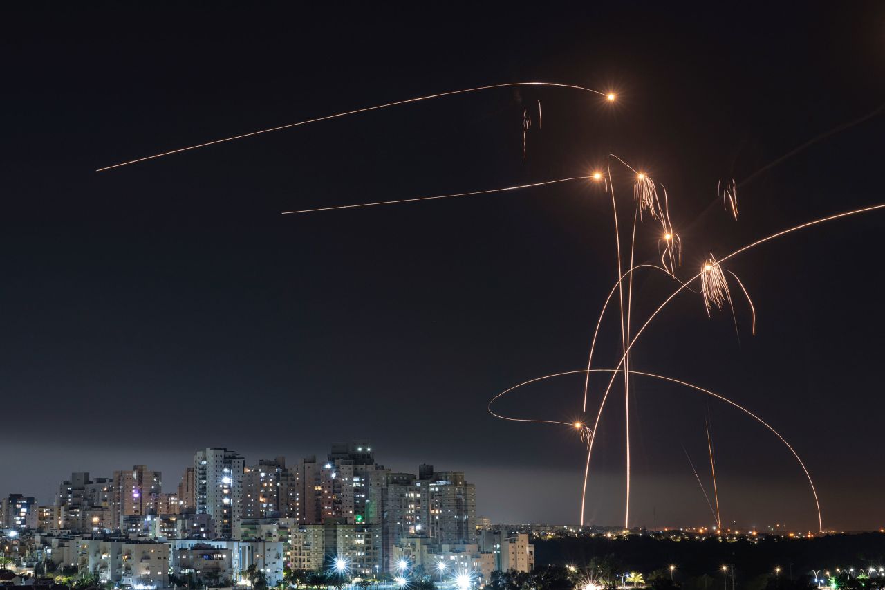Israel's Iron Dome missile defense system fires interceptors at rockets that were launched from Gaza into Ashkelon, Israel, on Thursday, May 11. <a href="https://www.cnn.com/2023/05/11/middleeast/israel-gaza-idf-airstrikes-intl/index.html" target="_blank">At least 547 rockets were fired from Gaza toward Israel</a> as of 2:30 p.m. local time, according to the Israel Defense Forces, as Palestinian militants retaliated against ongoing heavy airstrikes from the Israeli military. Israel has been targeting what it says are Islamic Jihad operatives and infrastructure along the strip since Tuesday.