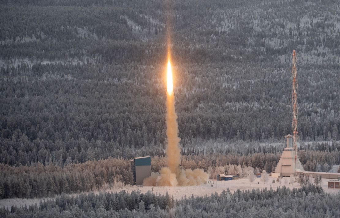 Precious Payload's clients have sent their cargo on rockets including the SubOrbital Express, pictured here at a November 2022 launch at the Esrange Space Center in northern Sweden.