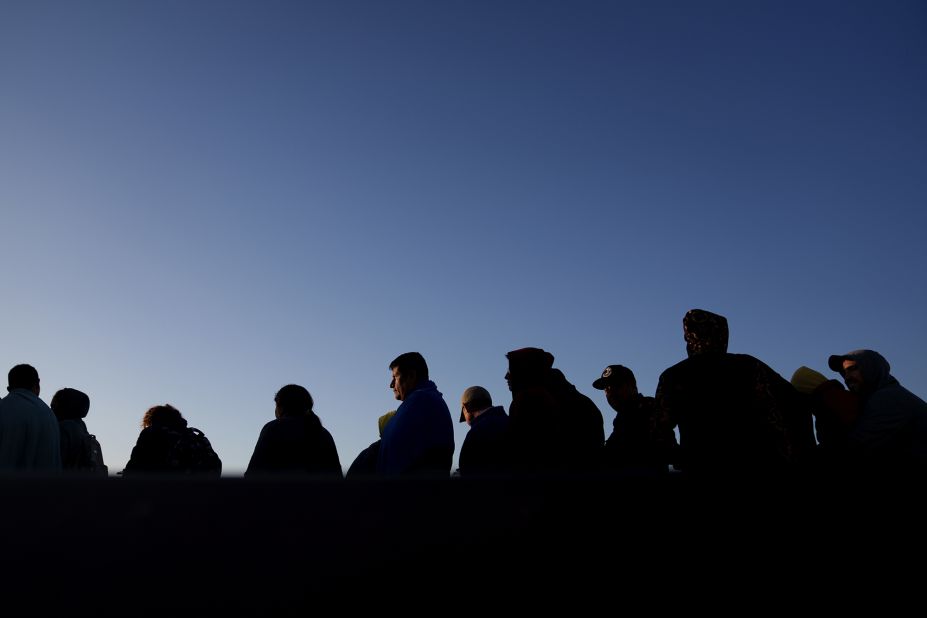 Migrants surrender to the US Border Patrol in Yuma on May 11.