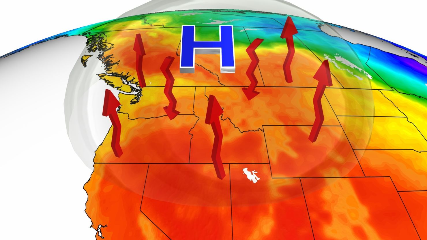 A dome of high pressure will cause summer-like heat to build across the Pacific Northwest and Canada through early next week.