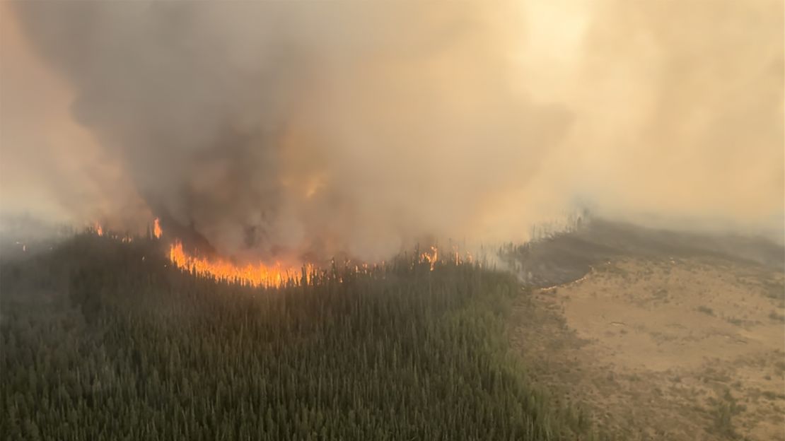 The east side of the Paskwa fire (HWF030) burns near Fox Lake, Alberta, Canada May 9, 2023. Alberta Wildfire/Handout via Reuters