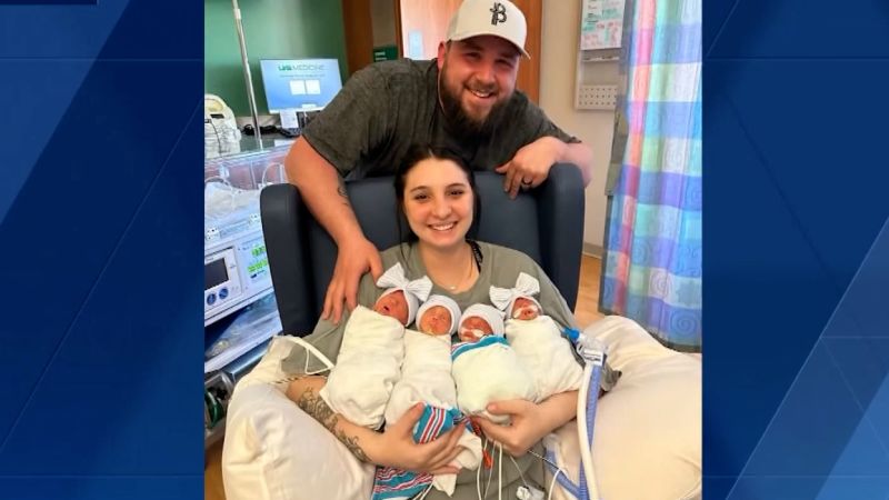 Shocked couple welcomes two sets of identical twins in quadruplet birth | CNN