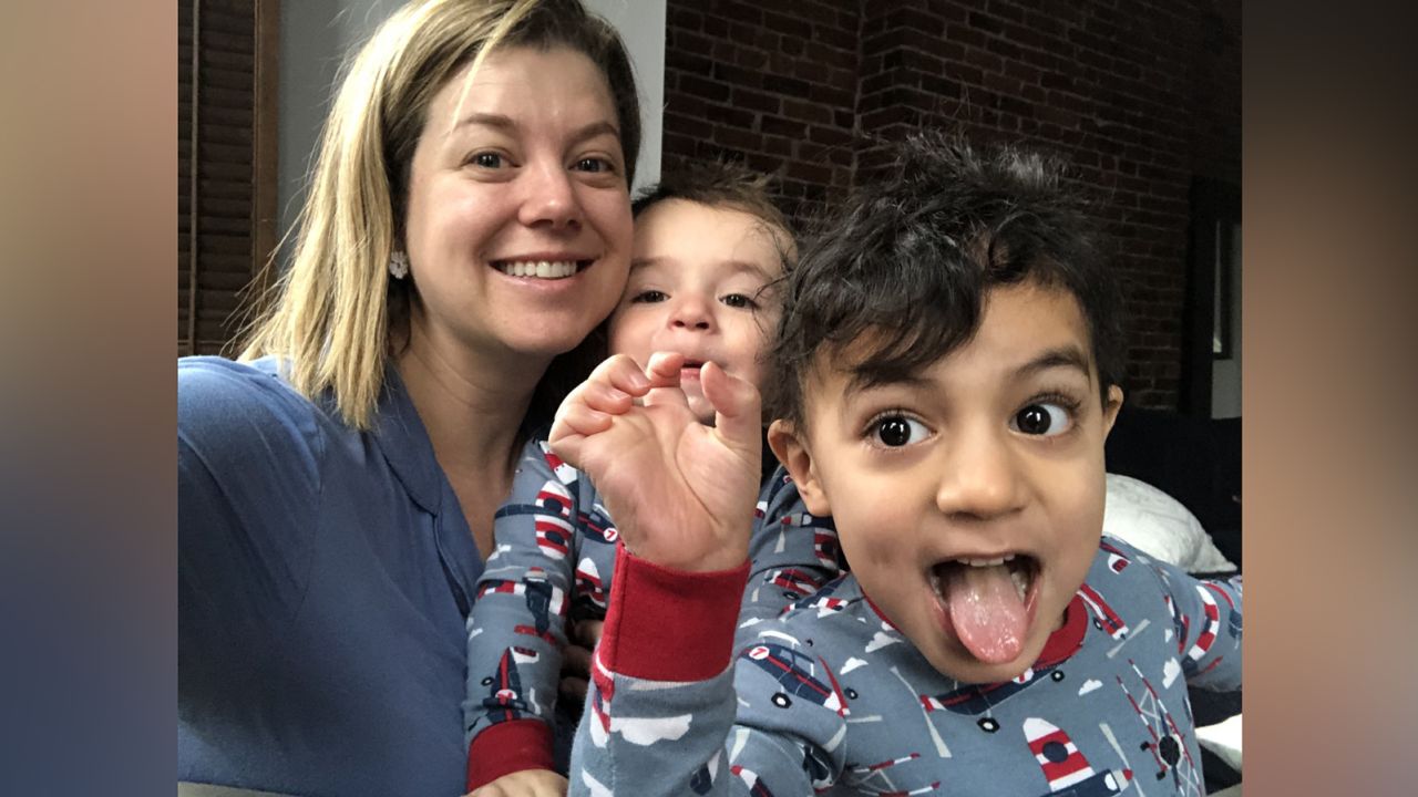 Brianna Keilar with her stepson, Teddy, and son, Antonio.