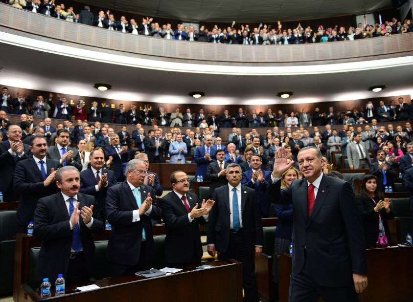 Erdogan attends a parliamentary group meeting of the Justice and Development Party in May 2014. A few months later, he was elected president in Turkey's first-ever direct elections.