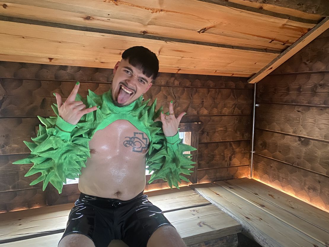 Käärijä says he's most comfortable in the sauna, leather shorts or not.